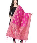 Pink Poly Silk Banarasi Womens Dupatta