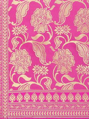 Pink Poly Silk Banarasi Womens Dupatta 4