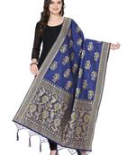 Navy Blue Poly Silk Banarasi Womens Dupatta