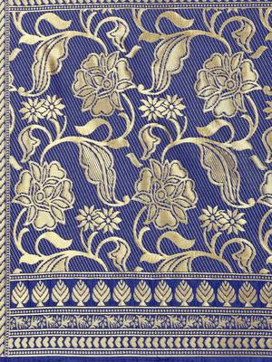 Navy Blue Poly Silk Banarasi Womens Dupatta 4