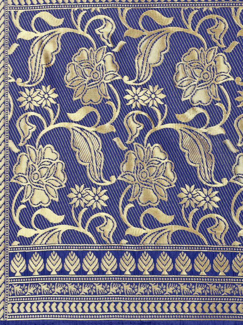 Navy Blue Poly Silk Banarasi Womens Dupatta