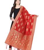 Red Poly Silk Banarasi Womens Dupatta