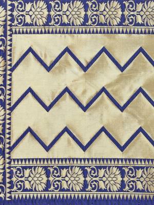 Navy Blue Poly Silk Banarasi Womens Dupatta 4