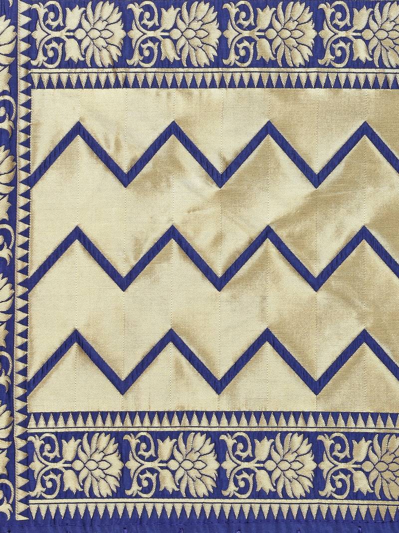 Navy Blue Poly Silk Banarasi Womens Dupatta