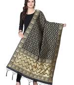 Black Poly Silk Banarasi Womens Dupatta