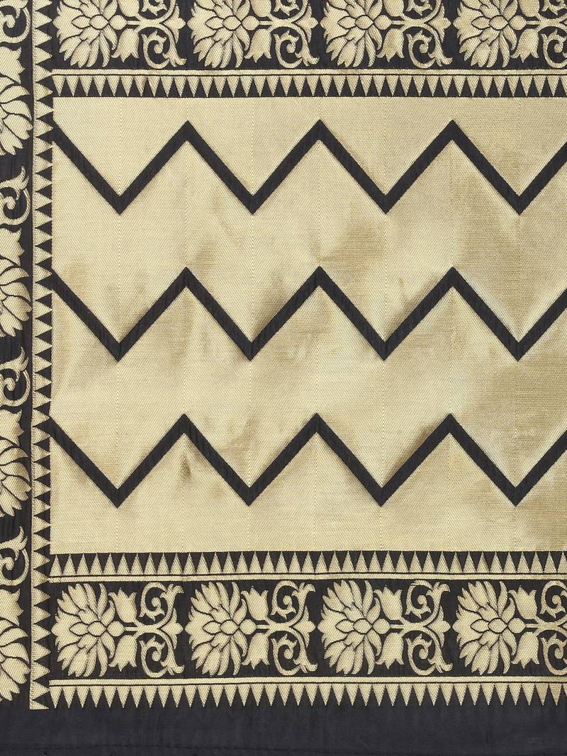 Black Poly Silk Banarasi Womens Dupatta