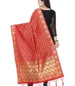 Red Poly Silk Banarasi Womens Dupatta
