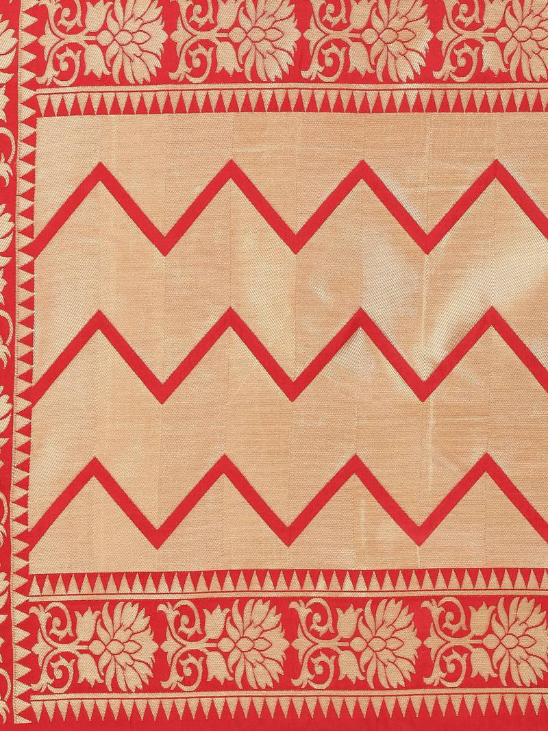 Red Poly Silk Banarasi Womens Dupatta