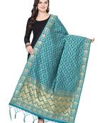 Turquoise Poly Silk Banarasi Womens Dupatta