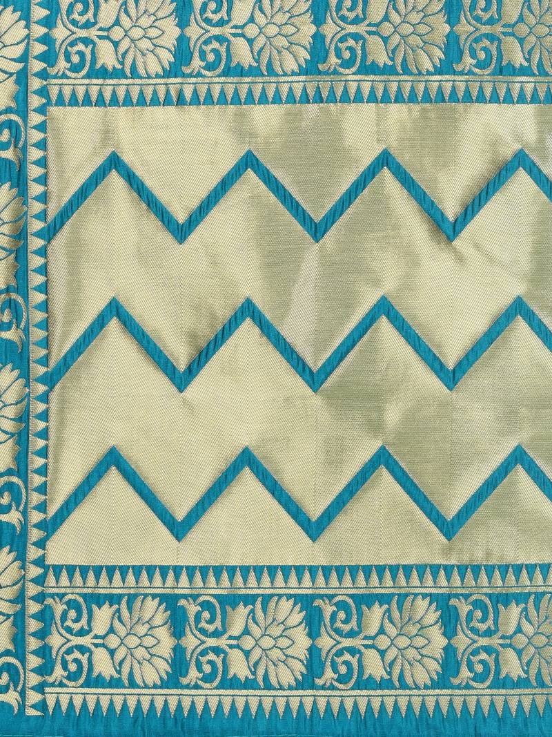 Turquoise Poly Silk Banarasi Womens Dupatta