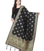 Black Poly Silk Banarasi Womens Dupatta