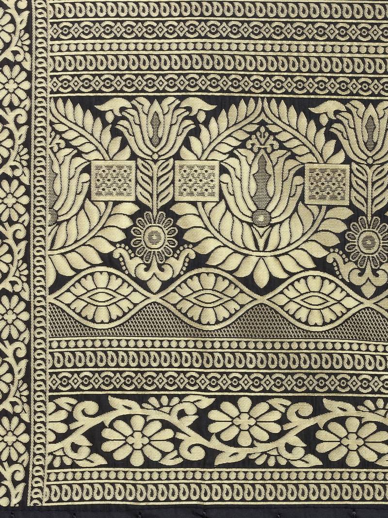 Black Poly Silk Banarasi Womens Dupatta