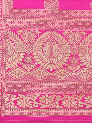 Pink Poly Silk Banarasi Womens Dupatta 4
