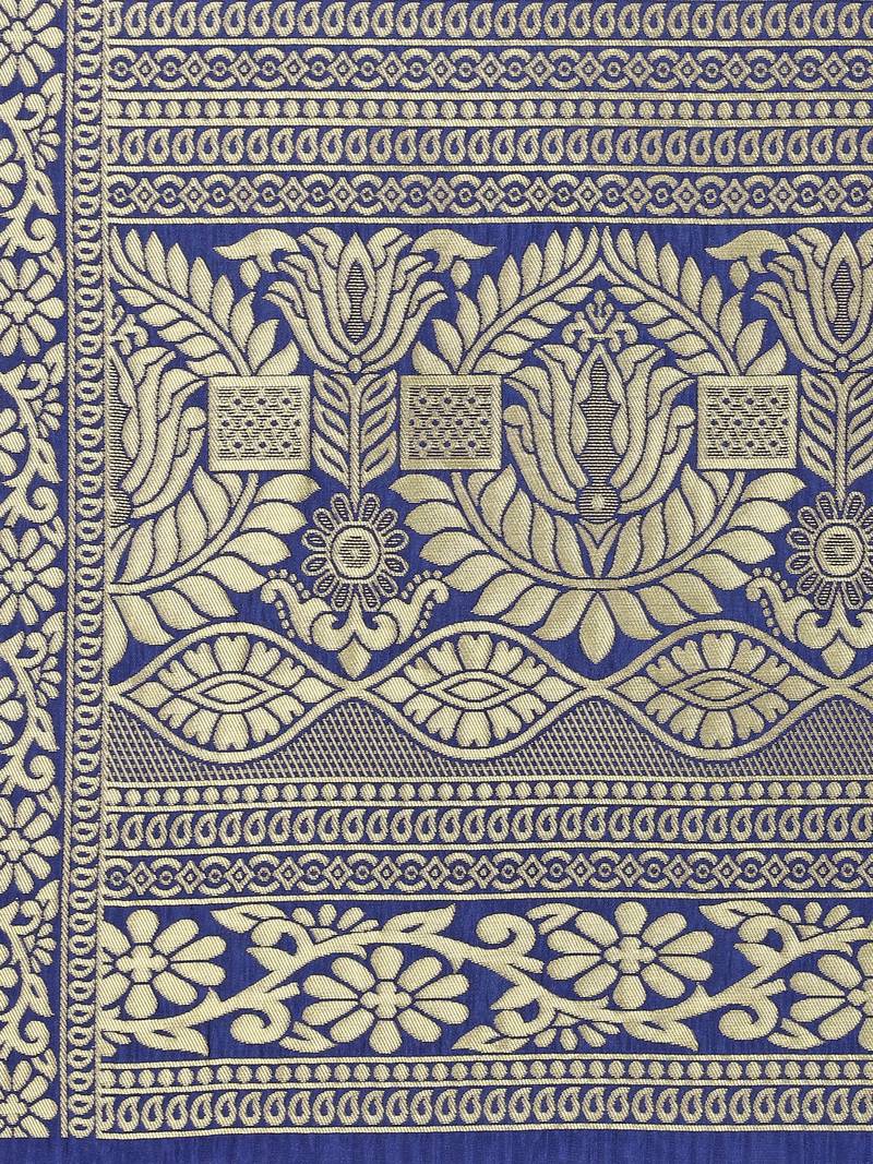 Navy Blue Poly Silk Banarasi Womens Dupatta