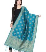 Turquoise Poly Silk Banarasi Womens Dupatta