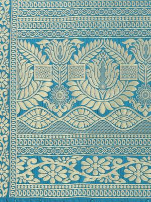 Turquoise Poly Silk Banarasi Womens Dupatta 4