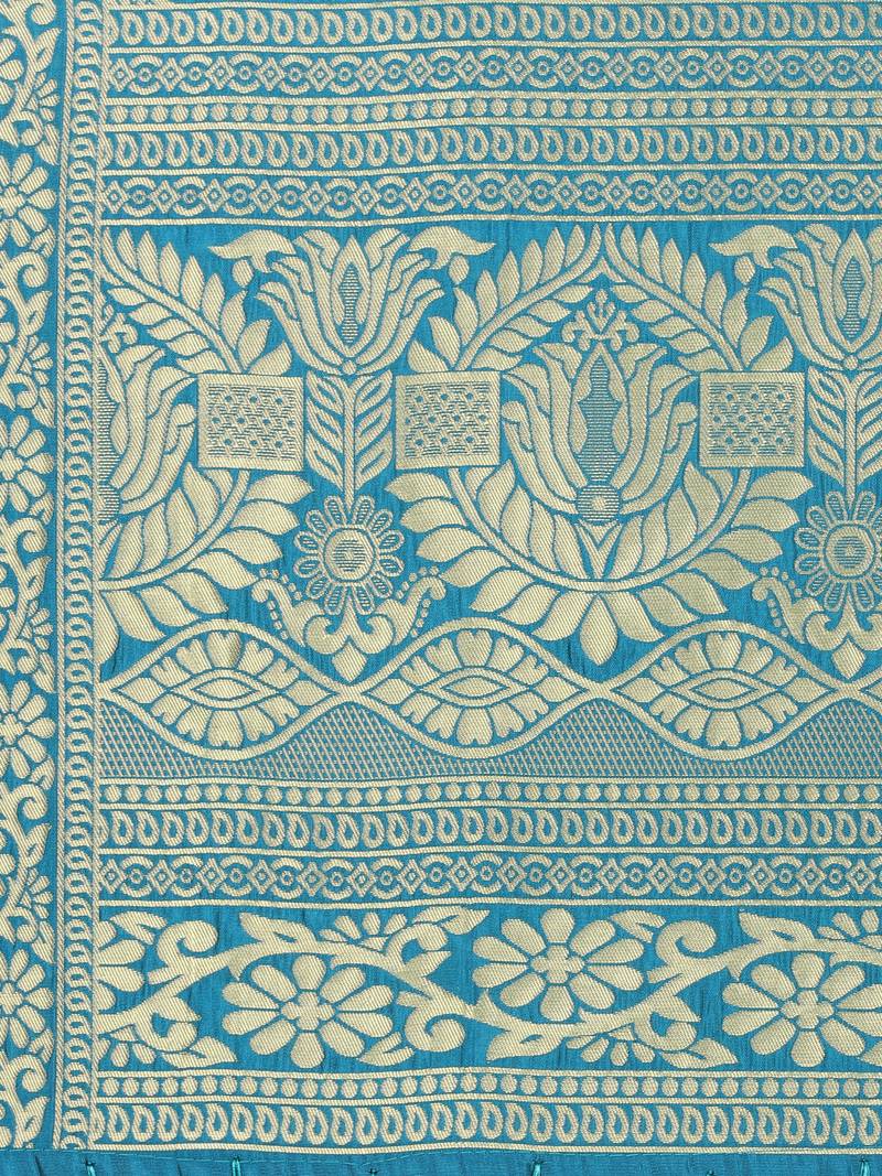 Turquoise Poly Silk Banarasi Womens Dupatta