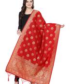 Red Poly Silk Banarasi Womens Dupatta