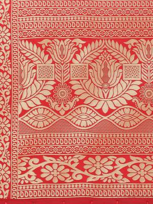 Red Poly Silk Banarasi Womens Dupatta 4
