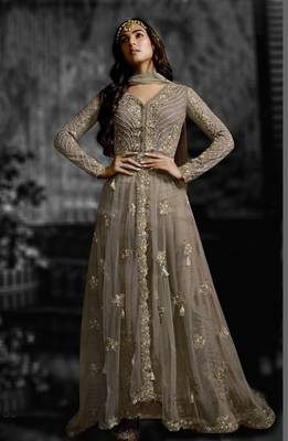 Grey embroidered net salwar 1