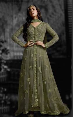 Mehendi embroidered net salwar 1