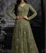Mehendi embroidered net salwar