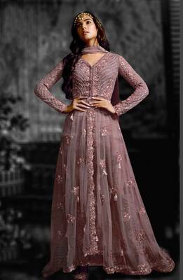 Pink embroidered net salwar 1