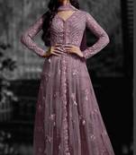 Purple embroidered net salwar