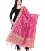 Pink Poly Silk Banarasi Womens Dupatta