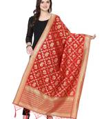 Red Poly Silk Banarasi Womens Dupatta