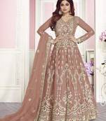 Coffee embroidered santoon salwar