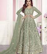 Green embroidered santoon salwar
