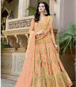 Orange embroidered net salwar