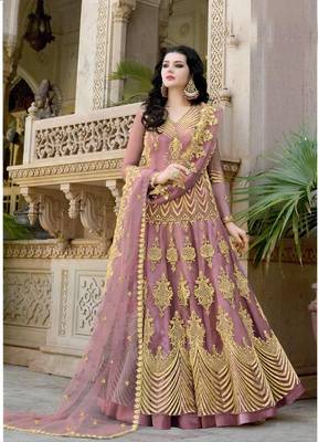 Pink embroidered net salwar 1
