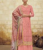 Peach embroidered faux georgette salwar