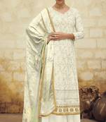 White embroidered faux georgette salwar