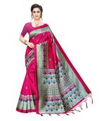 Pink printed khadi saree with blouse