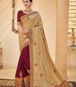 Chiku embroidered silk saree with blouse