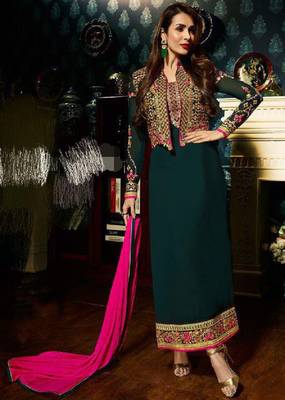 Green embroidered santoon salwar 1