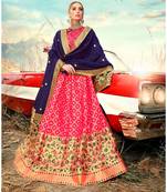 Pink Jacquard Banarasi Silk A-line Lehenga With Blouse