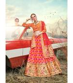 Orange Jacquard Banarasi Silk A-line Lehenga With Blouse