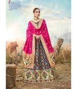 Nevy Blue Jacquard Banarasi Silk A-line Lehenga With Blouse