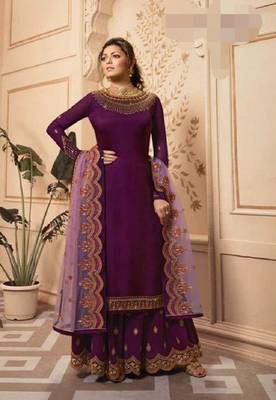 Purple embroidered santoon salwar 1