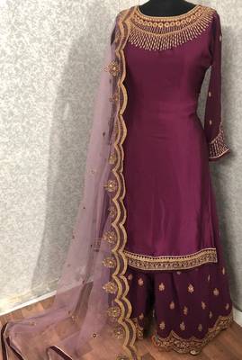 Purple embroidered santoon salwar 2