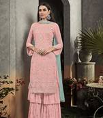 Pink embroidered faux georgette salwar