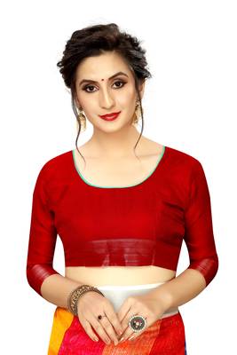 White Woven Linen Saree With Blouse 2