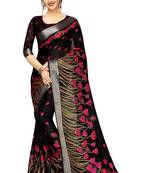 Black Woven Linen Saree With Blouse