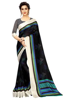 Black Woven Linen Saree With Blouse 1