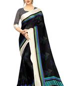 Black Woven Linen Saree With Blouse