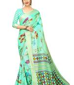 Sky Blue Woven Linen Saree With Blouse